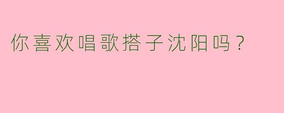 你喜欢唱歌搭子沈阳吗?
