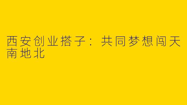 西安创业搭子：共同梦想闯天南地北