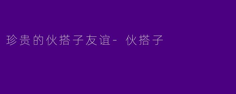 珍贵的伙搭子友谊