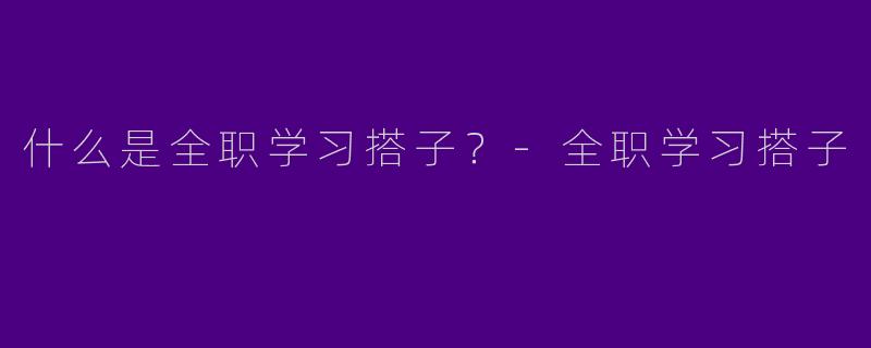 什么是全职学习搭子？