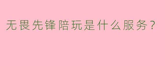 无畏先锋陪玩是什么服务？