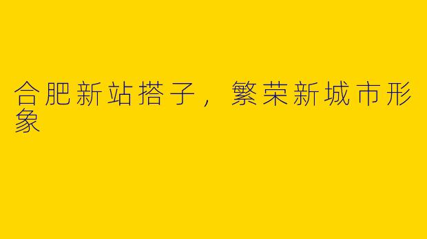 合肥新站搭子，繁荣新城市形象