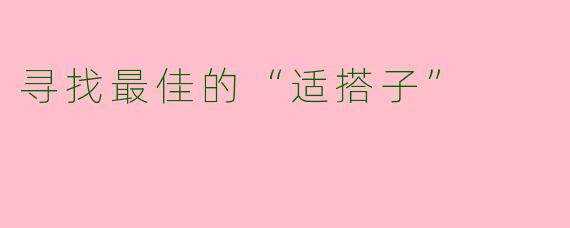 寻找最佳的“适搭子”