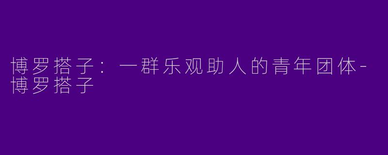 博罗搭子：一群乐观助人的青年团体-博罗搭子
