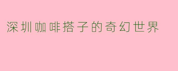 深圳咖啡搭子的奇幻世界