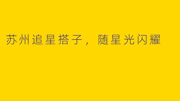 苏州追星搭子，随星光闪耀
