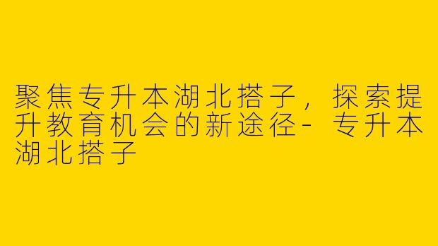聚焦专升本湖北搭子，探索提升教育机会的新途径-专升本湖北搭子