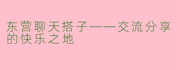 东营聊天搭子——交流分享的快乐之地