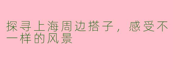 探寻上海周边搭子,感受不一样的风景