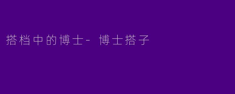 搭档中的博士-博士搭子