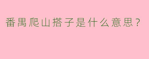 番禺爬山搭子是什么意思?