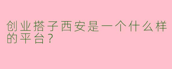 创业搭子西安是一个什么样的平台?