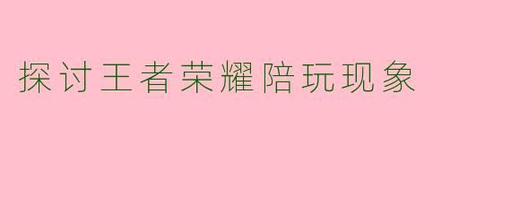 探讨王者荣耀陪玩现象