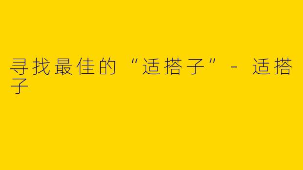 寻找最佳的“适搭子”