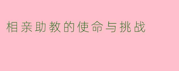 相亲助教的使命与挑战
