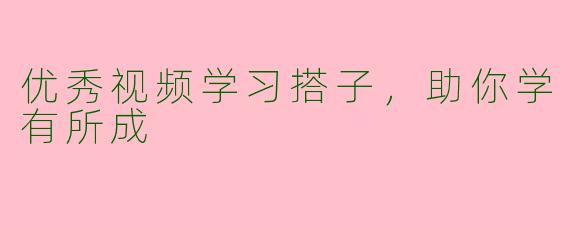 优秀视频学习搭子，助你学有所成