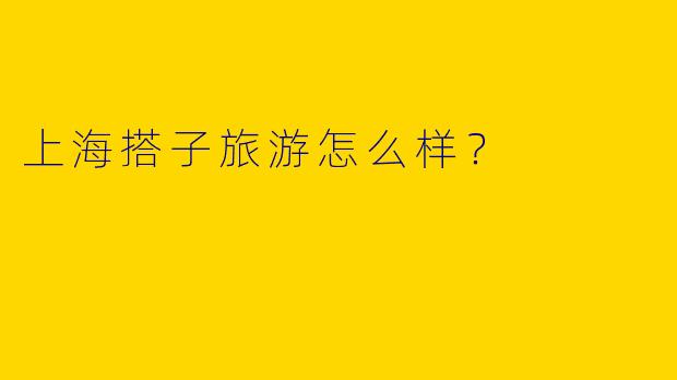 上海搭子旅游怎么样?