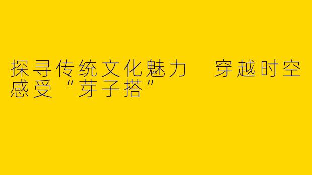 探寻传统文化魅力 穿越时空感受“芽子搭”