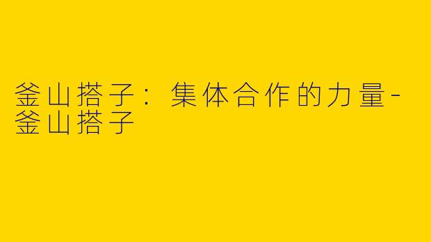釜山搭子:集体合作的力量