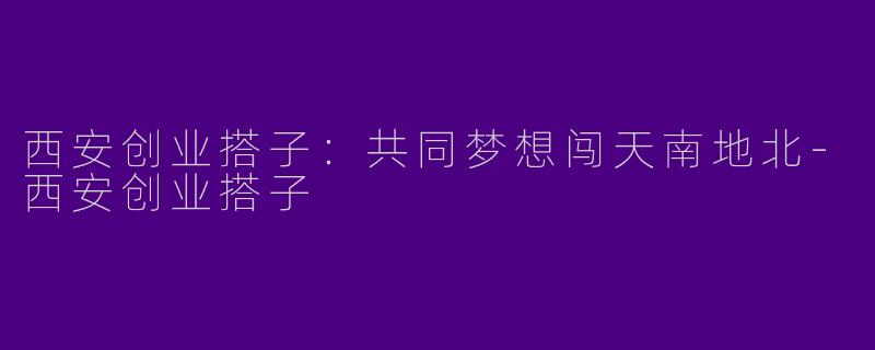 西安创业搭子:共同梦想闯天南地北
