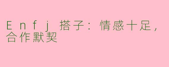 Enfj搭子:情感十足,合作默契