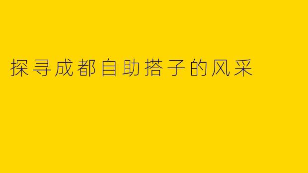 探寻成都自助搭子的风采
