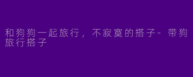 和狗狗一起旅行，不寂寞的搭子-带狗旅行搭子