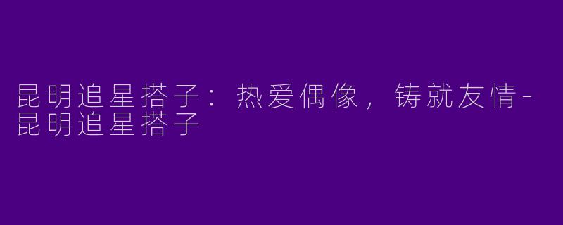 昆明追星搭子：热爱偶像，铸就友情-昆明追星搭子