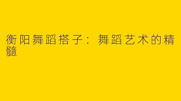 衡阳舞蹈搭子：舞蹈艺术的精髓