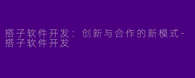 搭子软件开发：创新与合作的新模式-搭子软件开发