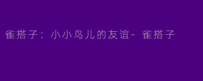 雀搭子：小小鸟儿的友谊-雀搭子