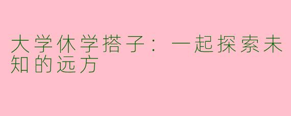 大学休学搭子:一起探索未知的远方