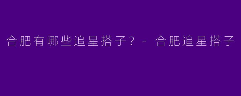 合肥有哪些追星搭子？