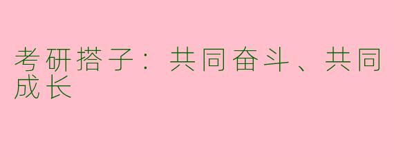 考研搭子：共同奋斗、共同成长