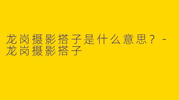 龙岗摄影搭子是什么意思?