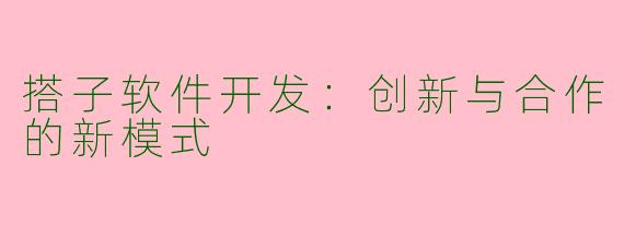 搭子软件开发：创新与合作的新模式