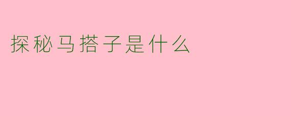 探秘马搭子是什么
