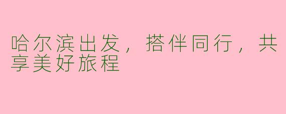 哈尔滨出发,搭伴同行,共享美好旅程