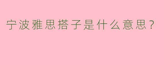 宁波雅思搭子是什么意思?