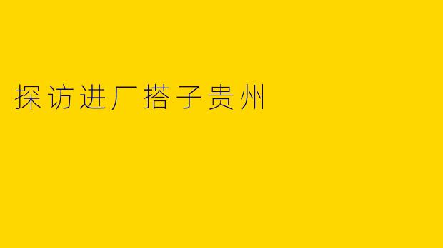 探访进厂搭子贵州