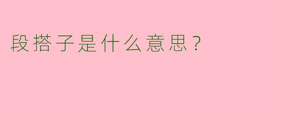 段搭子是什么意思?
