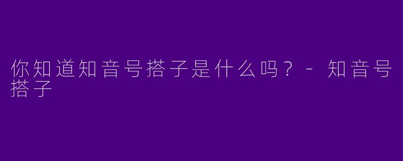 你知道知音号搭子是什么吗?