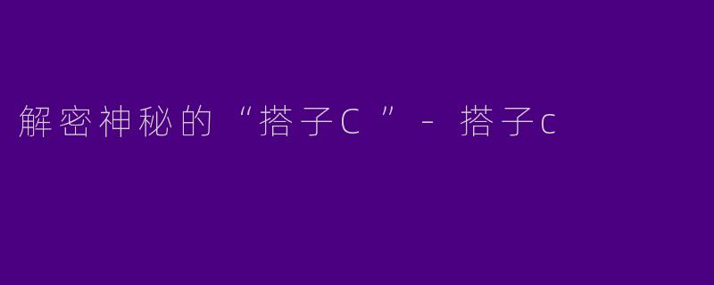 解密神秘的“搭子C”-搭子c