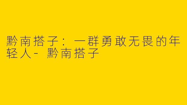 黔南搭子：一群勇敢无畏的年轻人-黔南搭子