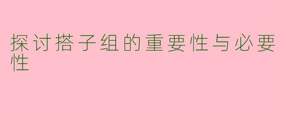 探讨搭子组的重要性与必要性
