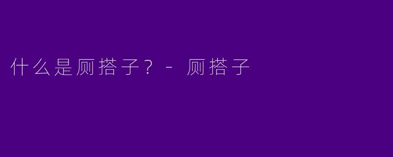 什么是厕搭子？