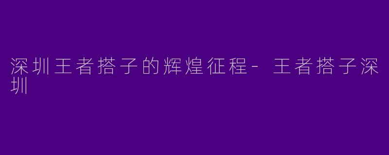 深圳王者搭子的辉煌征程-王者搭子深圳