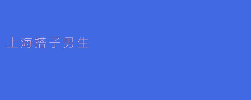 上海搭子男生——扛家庭重任的新时代男性