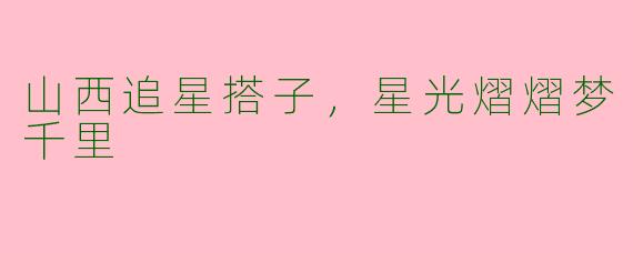 山西追星搭子，星光熠熠梦千里