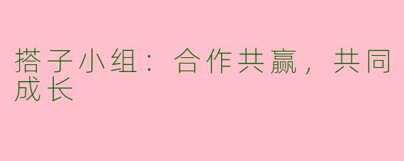 搭子小组：合作共赢，共同成长